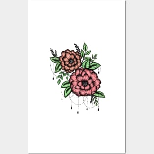 Water-colored floral sketch Posters and Art